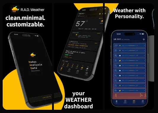 The style it was given: R.A.D. Weather's App Store screenshots