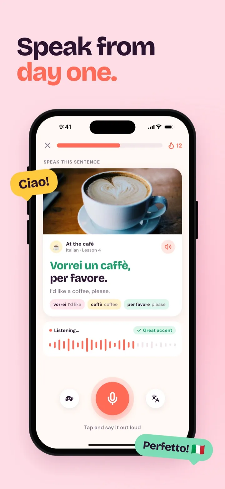 Parla screenshot: Speak from day one.