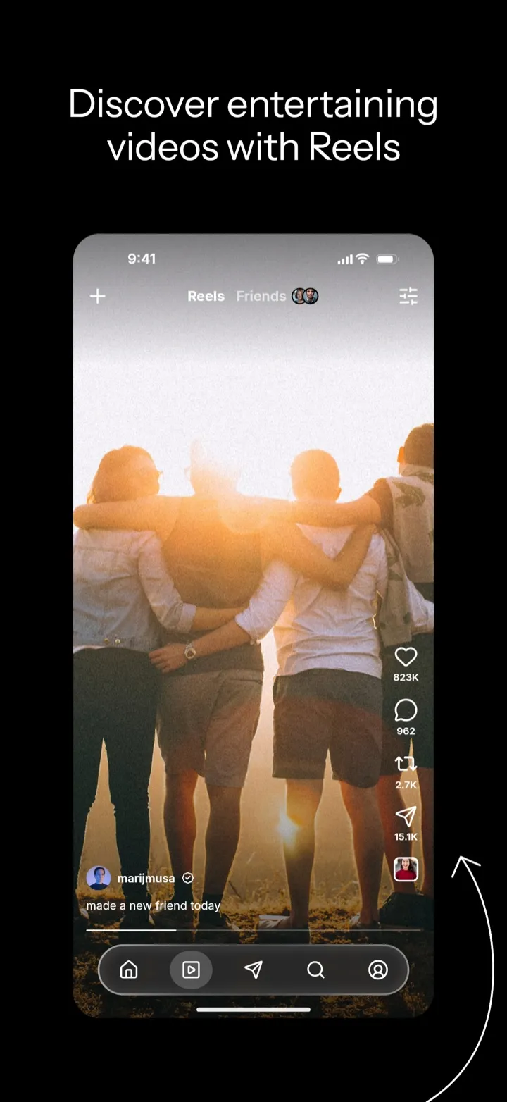 Instagram screenshot: Discover entertaining videos with Reels