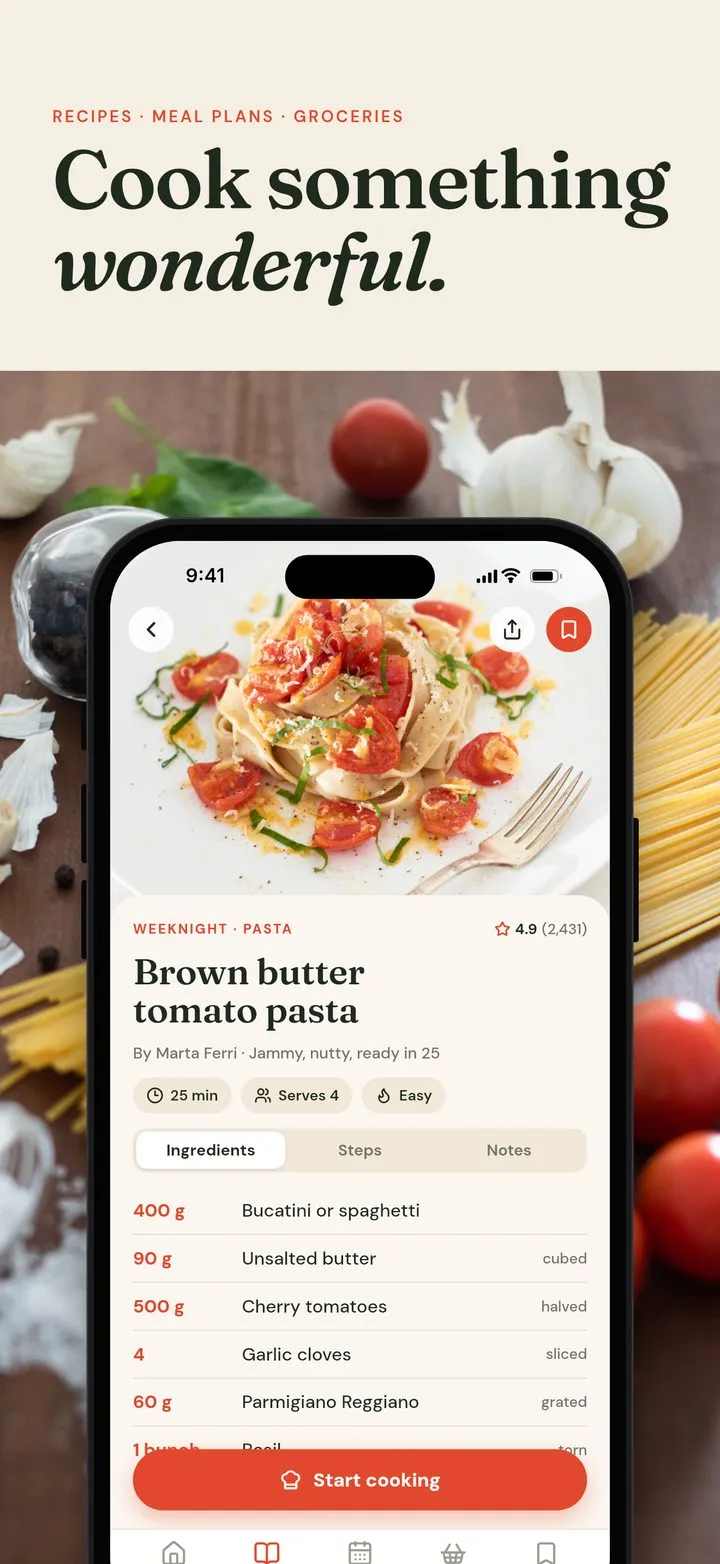 Mise screenshot: Cook something wonderful.