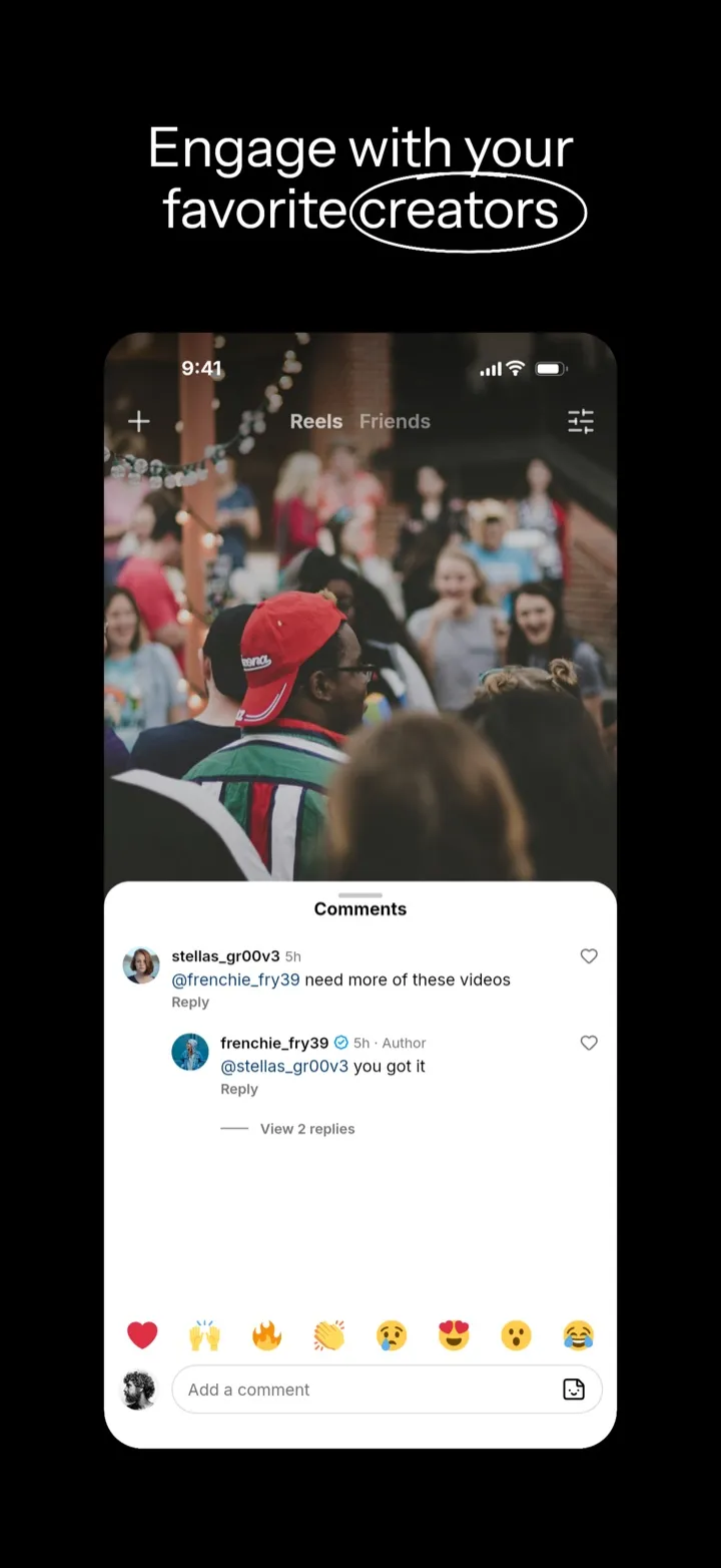 Instagram screenshot: Engage with your favorite creators