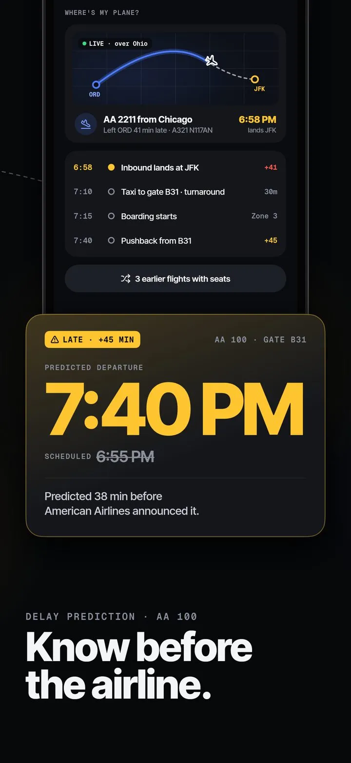 Orbit screenshot: Know before the airline.
