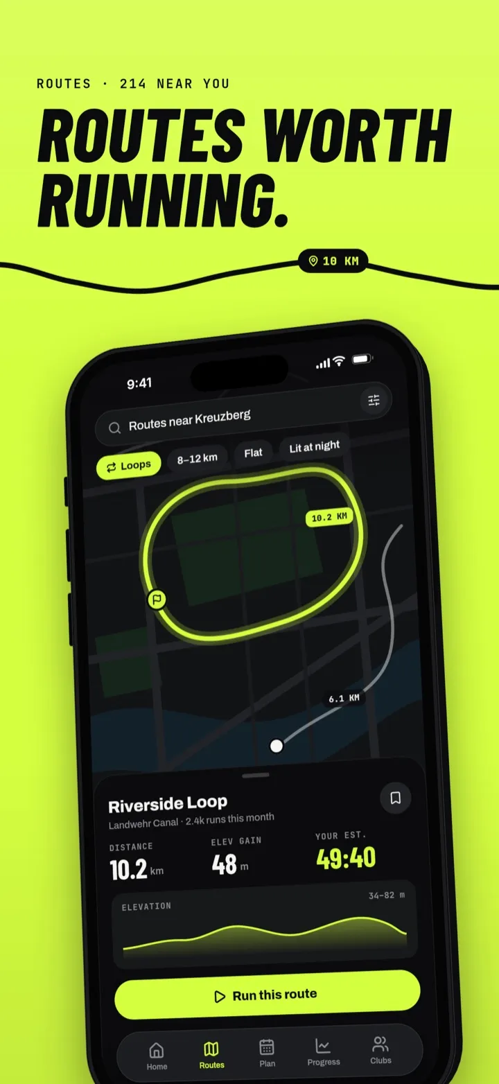 Stride screenshot: Routes worth running.