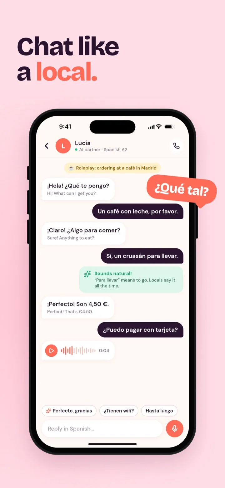 Parla screenshot: Chat like a local.