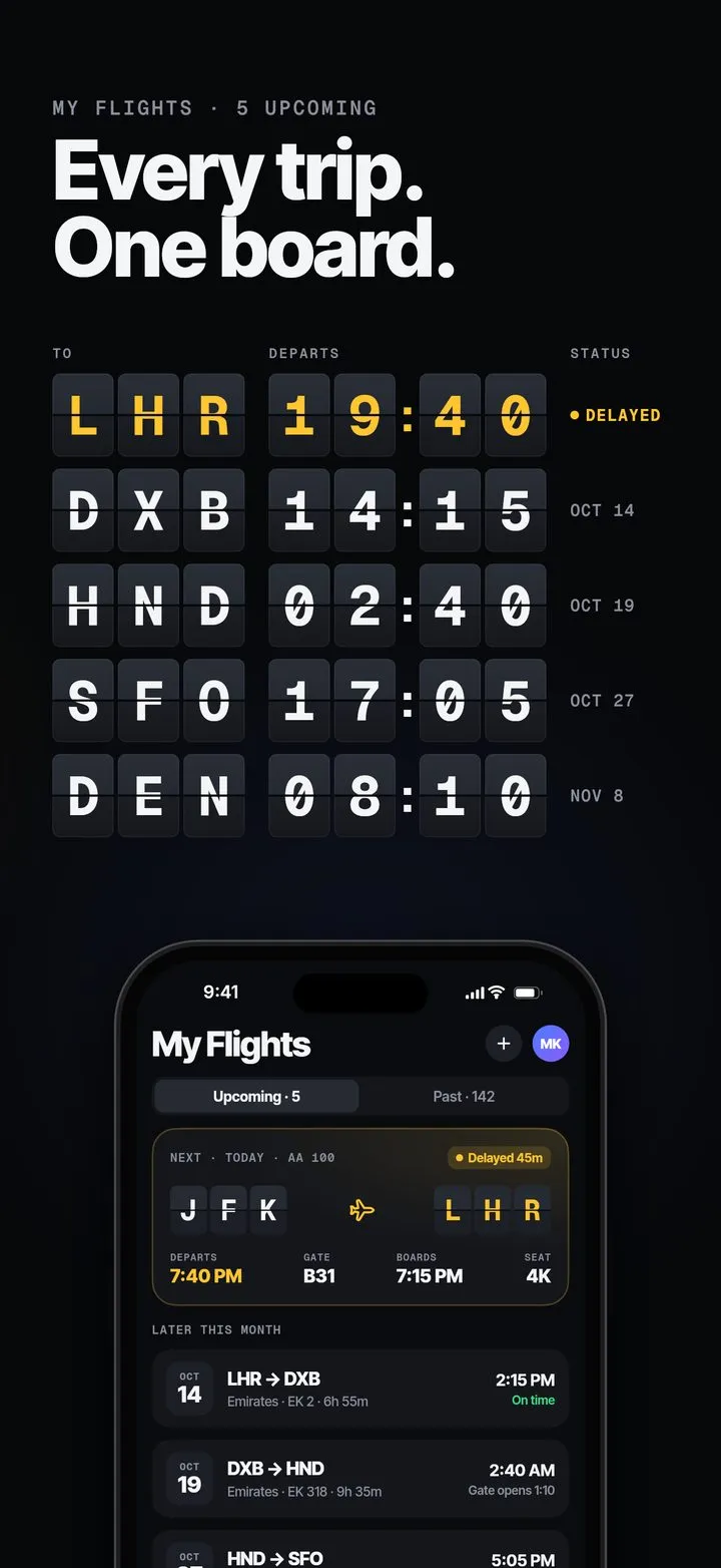 Orbit screenshot: Every trip. One board.