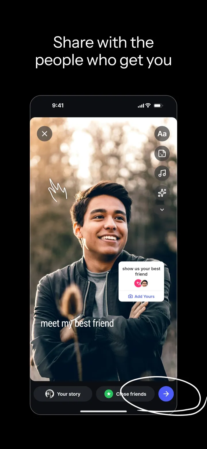 Instagram screenshot: Share with the people who get you