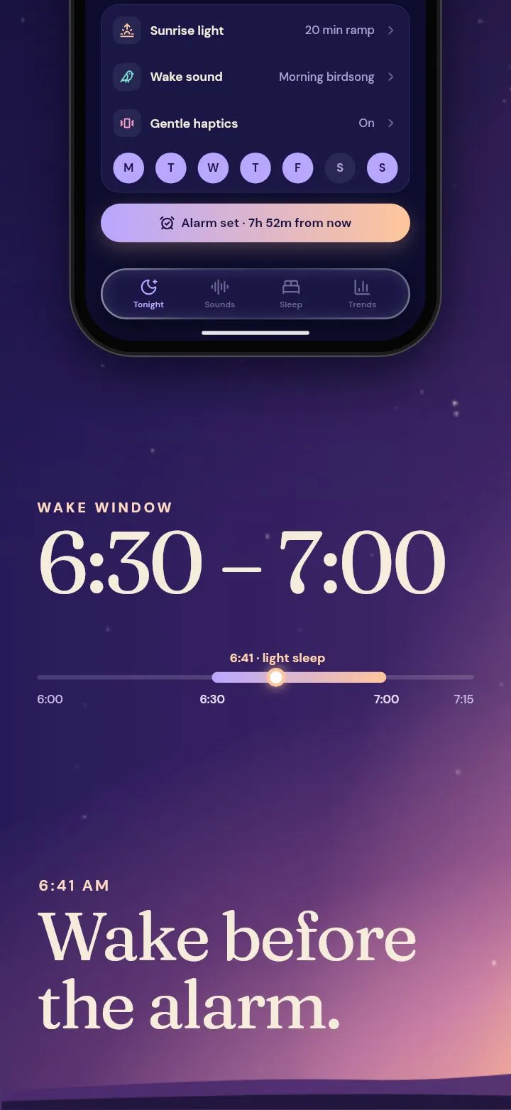 Lumen screenshot: Wake before the alarm.