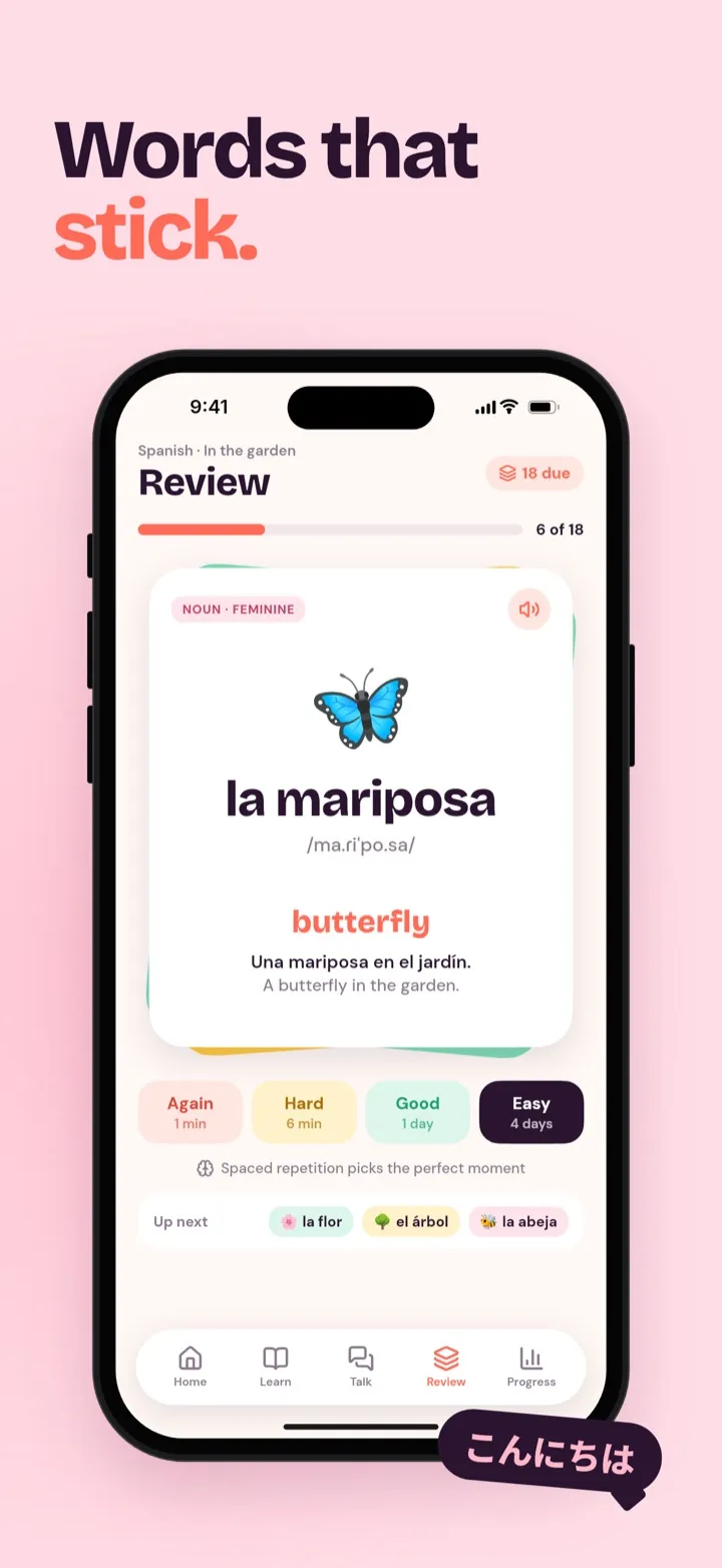 Parla screenshot: Words that stick.